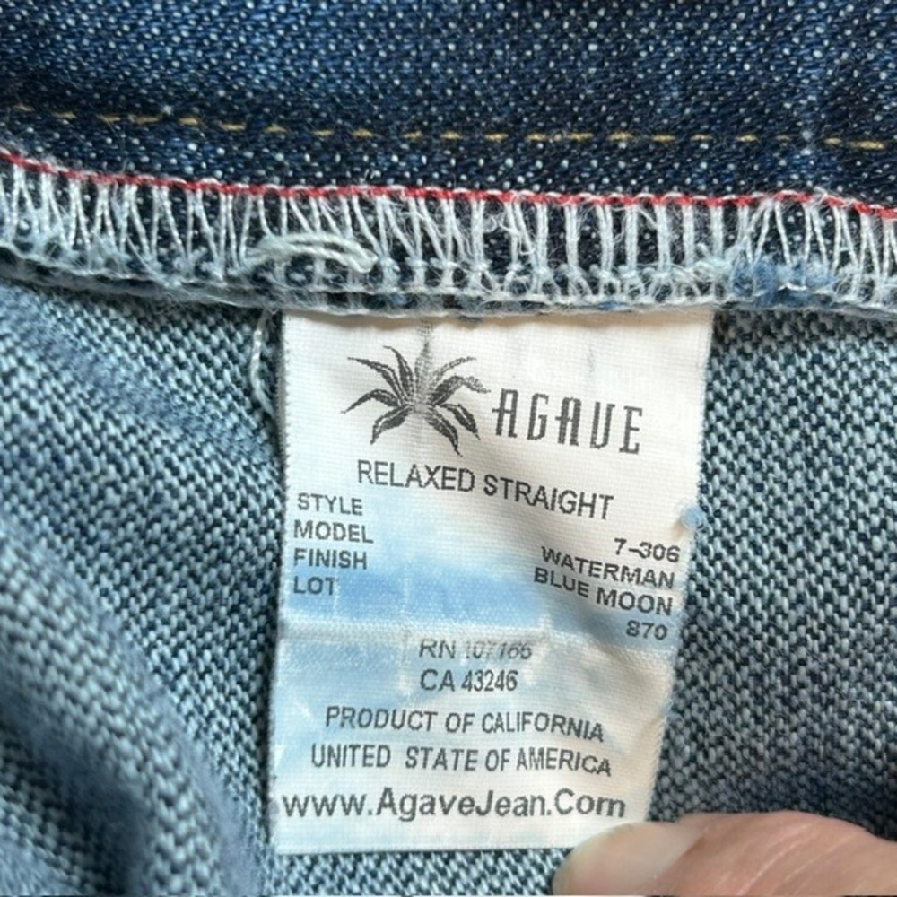 Agave Denim Men's Waterman Relaxed Fit Straight Cut Denim Blue Jeans 36x33 - Picture 5 of 15